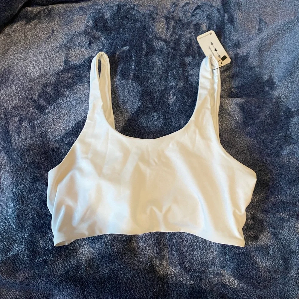 White Knot-Front Swim Top - Women Swim